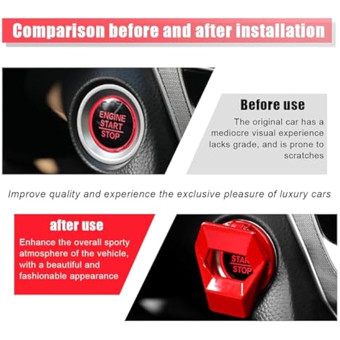أكس سبرينج غطاء زر تشغيل السيارة بالضغط، قطعتين، غطاء حماية لمفتاح تشغيل السيارة بالضغط، مصنوع من سبائك الزنك العالمي، للتحكم في طاقة السيارة، مناسب لسيارة سيفيك Crv Xrv Challenger Charger Chr - Image 5