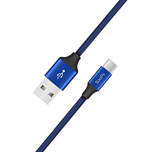 Soopii Type C Cable, SooPii 1 Pack 3.23Ft Nylon Braided USB C Data & Charging Cable with Aluminum Connector for Galaxy S8/S8 Plus/Note 8,Nexus 6P/5X, LG G5, OnePlus and More Supporting Type c Devices (Blue) - Image 3