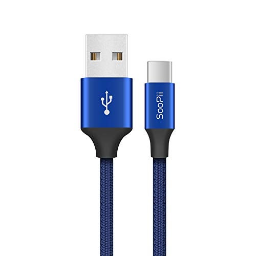 Soopii Type C Cable, SooPii 1 Pack 3.23Ft Nylon Braided USB C Data & Charging Cable with Aluminum Connector for Galaxy S8/S8 Plus/Note 8,Nexus 6P/5X, LG G5, OnePlus and More Supporting Type c Devices (Blue) - Image 1