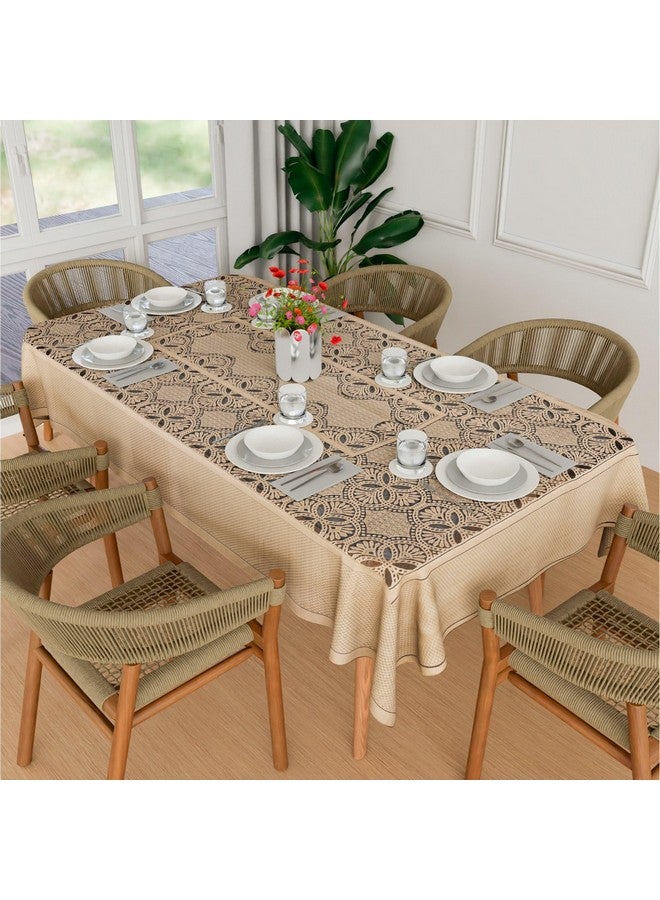 Kuber Industries Kuber Industries Dining Table Cover | 60x90 Inch | Net 6-Seater Table Cover | Kitchen Dining Table Cloths | Hotels-Restaurants Table Cover | Self Flower New Jersey | DTC | Golden  - Image 1