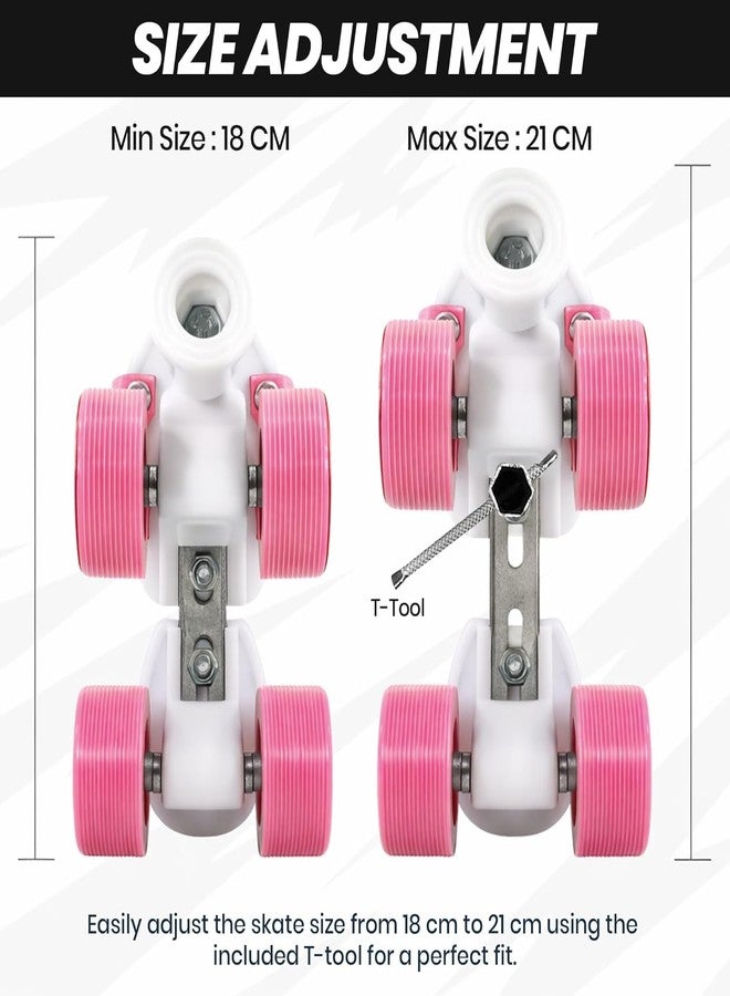 Jaspo Kids Delite Intact Junior Roller Skates Combo (Skates+Helmet+Knee+Elbow) Suitable for Age Upto 5 Years, Adjustable Skates-18 to 21 cms-Color-(Pink) - Image 3