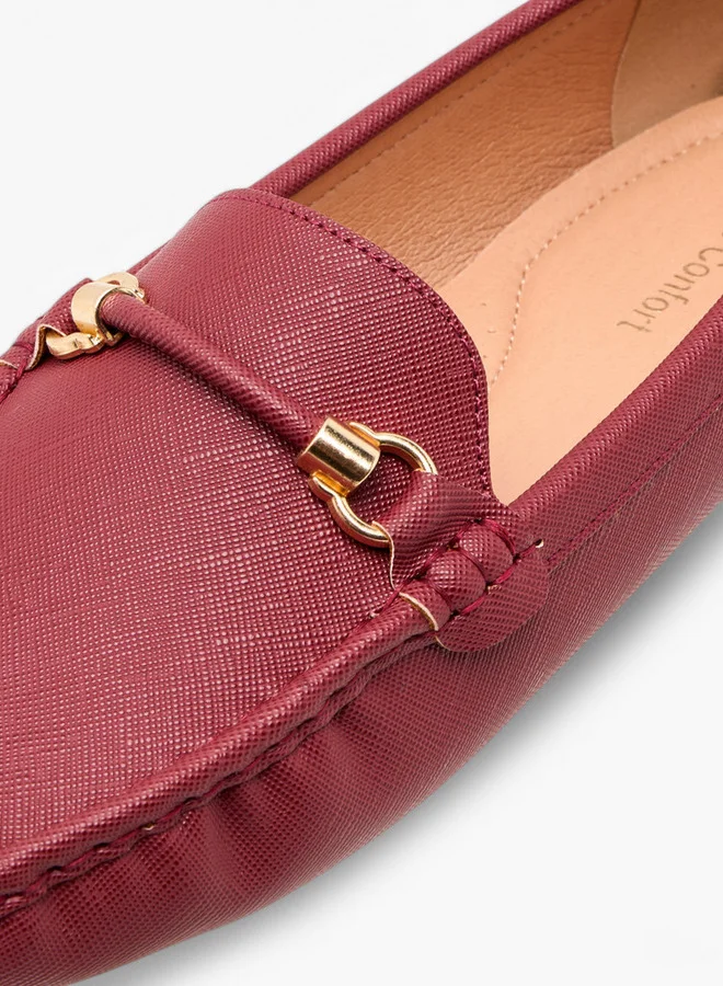 Le Confort Textured Slip-On Loafers with Metal Trim