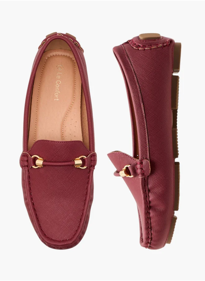 Le Confort Textured Slip-On Loafers with Metal Trim
