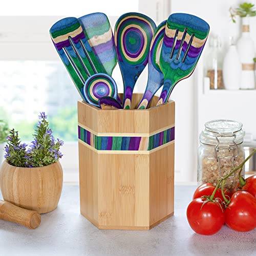 Totally Bamboo Baltique Mumbai Collection Kitchen Utensil Holder, Large Cooking Utensil Crock for Countertop - Image 2