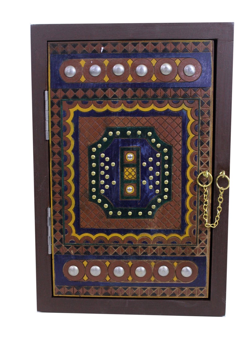 باب خشبي صغير الحجم بتصميم عربي جميل مصنوع يدويًا مع عمل نحاسي | طراز عتيق | مطلي يدويًا - Image 4