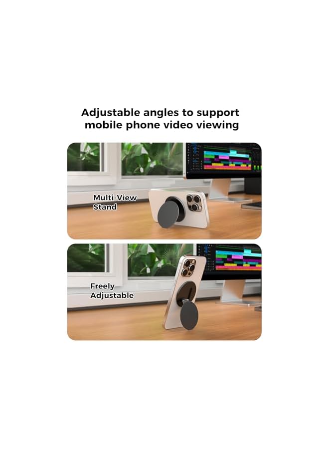 S-TOP MAGNETIC PHONE RING HOLDER FOR MAGSAFE, All-Metal Black Finger Ring Kickstand Grip Stand Compatible with iPhone MagSafe Accessories - Image 2