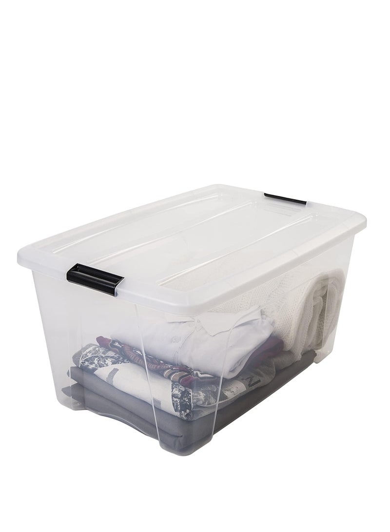Premify Storage Box 70 L With Lockable Lid & Wheels | Clear Plastic Organizer |3pcs Transparent Boxes For Storing Clothes, Toys, Tools, Medicine, Office/Kitchen Supplies, Documents & Arts & Crafts - Image 5