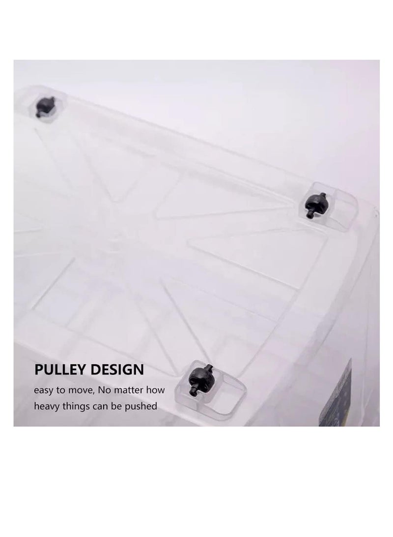 Premify Storage Box 70 L With Lockable Lid & Wheels | Clear Plastic Organizer |3pcs Transparent Boxes For Storing Clothes, Toys, Tools, Medicine, Office/Kitchen Supplies, Documents & Arts & Crafts - Image 2