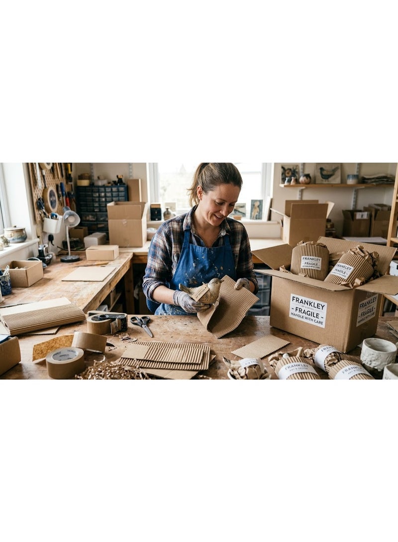 Houzi Corrugated Cardboard Roll, 130 cm x 12 kg, Brown, 2mm Thick, for Packing & Shipping - Image 4