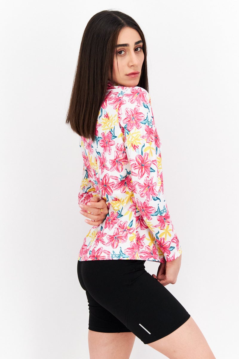 X by Gottex Women Sportswear Fit Long Sleeve Training Top, White Combo - Image 2