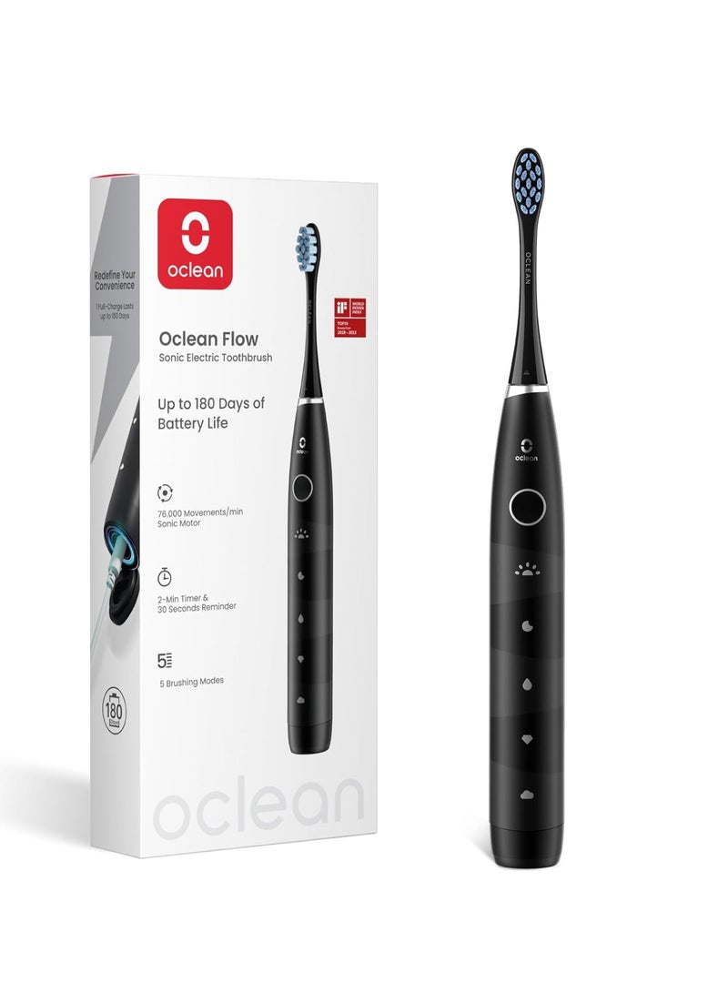 Oclean Flow Smart Sonic Electric Toothbrush — Black — 5 Cleaning Modes – 180-Day Battery – Travel Ready - Image 1