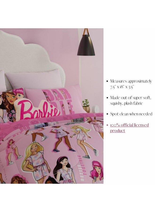 Franco وسادة زخرفية فاخرة سوبر ناعمة من فرانكو (منتج مرخص رسميًا)، 17 بوصة، شعار باربي - Image 3