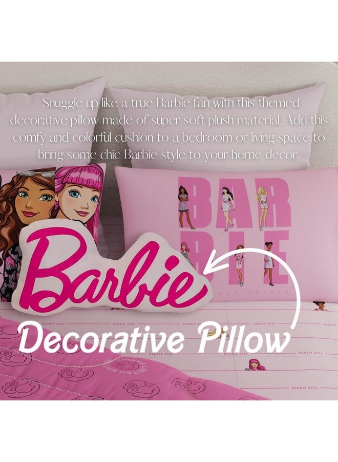Franco وسادة زخرفية فاخرة سوبر ناعمة من فرانكو (منتج مرخص رسميًا)، 17 بوصة، شعار باربي - Image 2