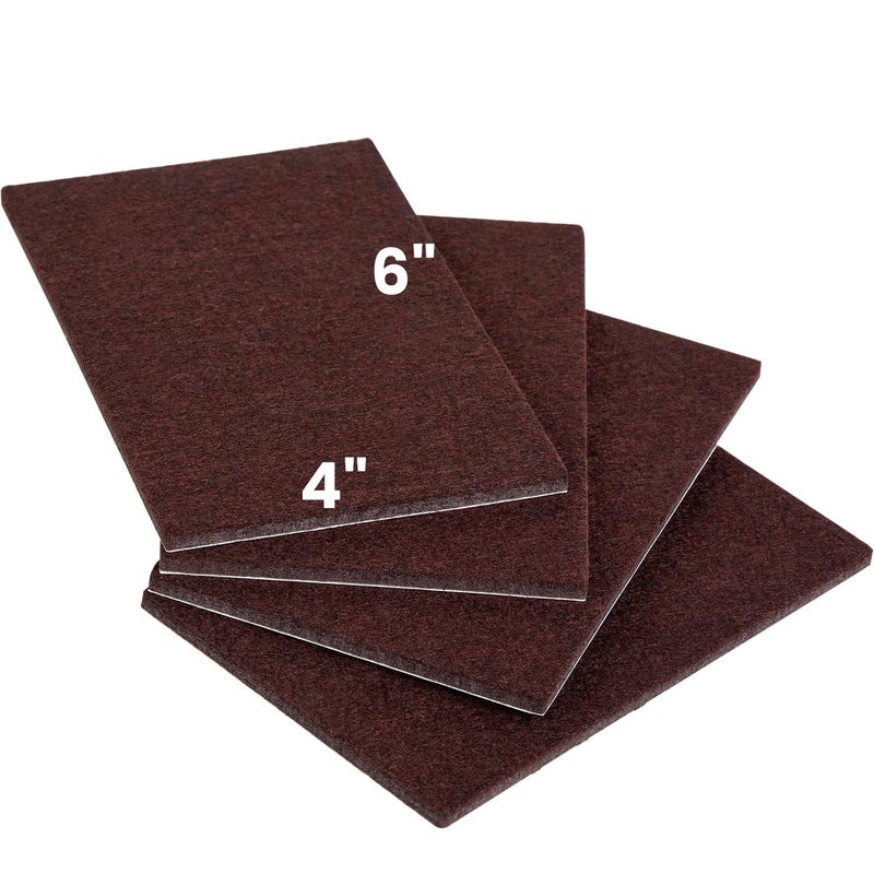 Large Felt Furniture Pads 6 x 4 Set of 4 Cut Furniture Felt Pads Sheets Brown Self Adhesive Anti Scratch Heavy Duty 5mm Thick Floor Protector for Hardwood Floorfor Hardwood Floor