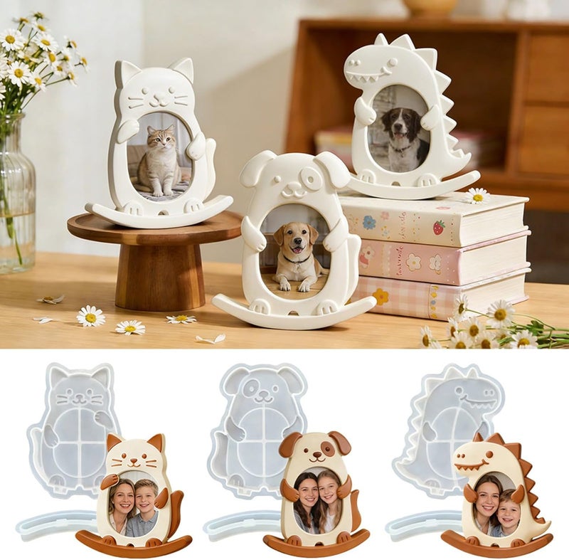 Fun Animal Design Silicone Resin Mold for Unique Rocking Photo Frame Projects Desktop Ornament Making Animal Resin Frame - Image 2