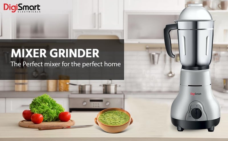 Digismart Kitchen Mate 2 Jar Mixer Grinder for Smoothies, Chutney & Shakes, Long Lasting Shock Proof Abs Body, Powerful 600 Watt Heavy Duty Motor, 2 Years warranty (Charcoal Grey) - Image 4