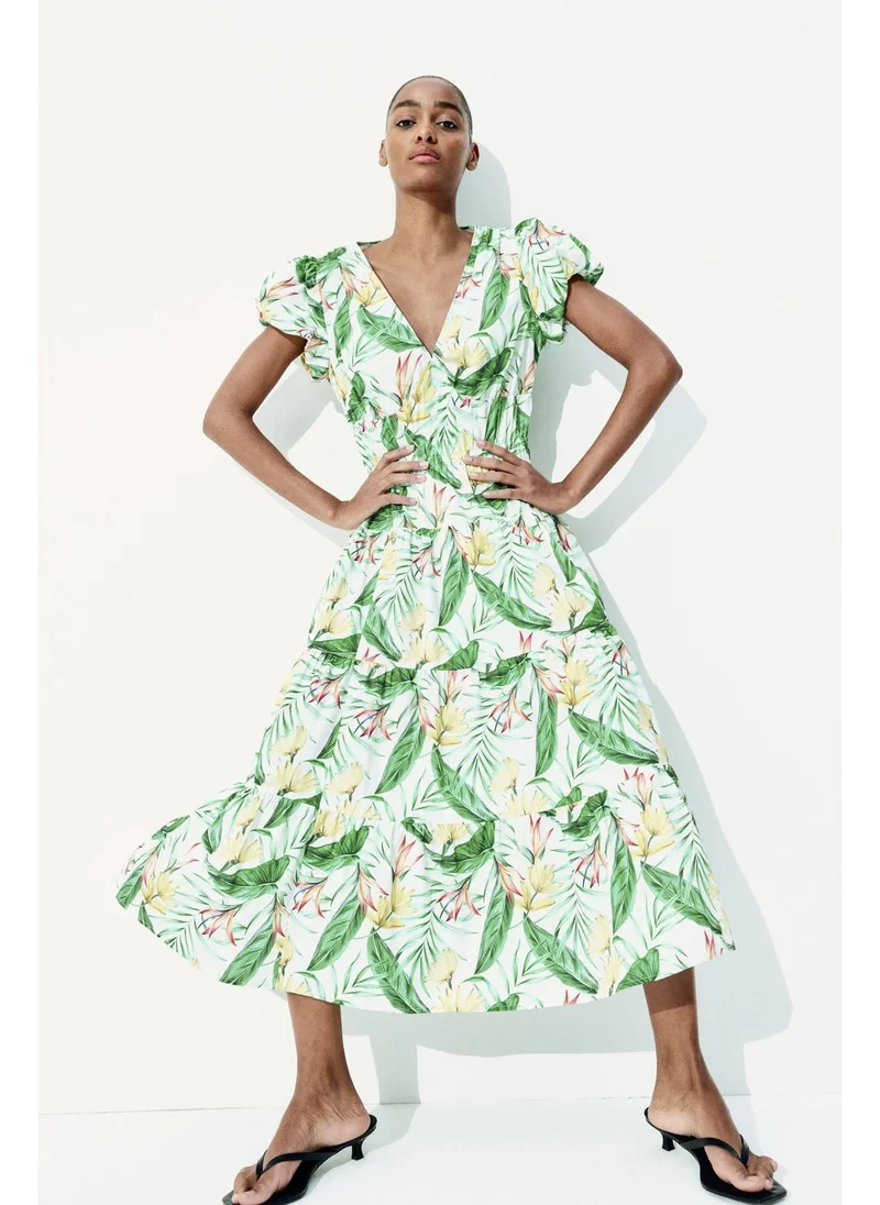 اتش اند ام Tiered-skirt poplin dress