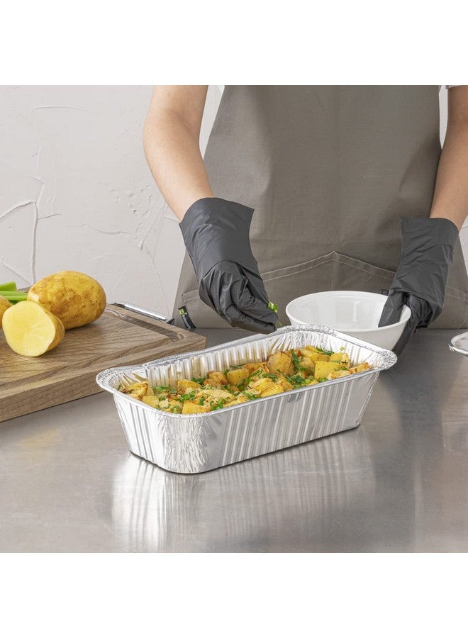 Restaurantware Restaurantware Foil Lux 12.5 x 6.5 Inch Loaf Foil Pans 25 Oven-Ready Foil Trays Lids Sold Separately 1/3 Third-Size 5 LB Silver Aluminum Disposable Baking Pans Freezable  - Image 5