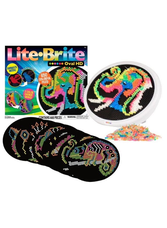 Lite Brite Oval High Definition - Light Up Toy - 650 Mini Pegs, 8 HD Design Templates, Great Gift for Girls and Boys Ages 6+ - Image 1