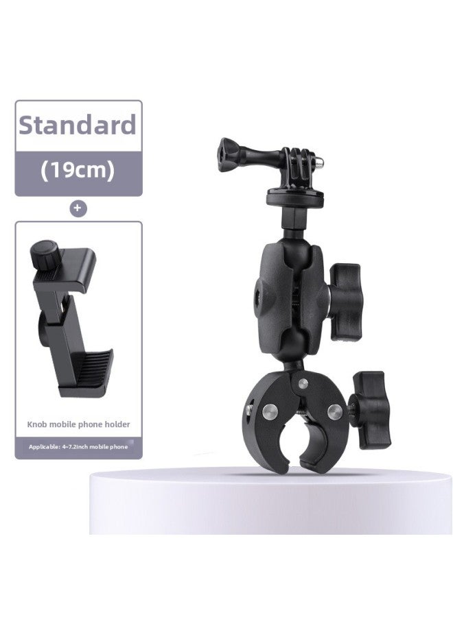 Electric Car Mobile Phone Sports Camera Handlebar Bracket Motorcycle Riding Navigation Bracket Universal Clip Selfie Live Clip-Color:Standard Edition + Knob Mobile Phone Clip - Image 1