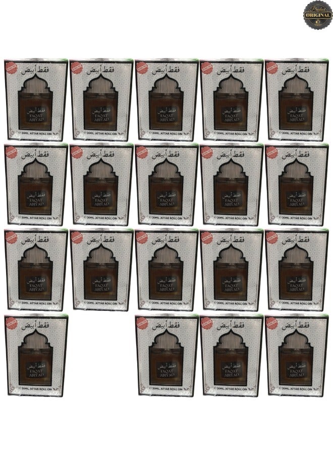 White 19 Pieces Faqat Abiyad Attar Roll 20ML - Image 1