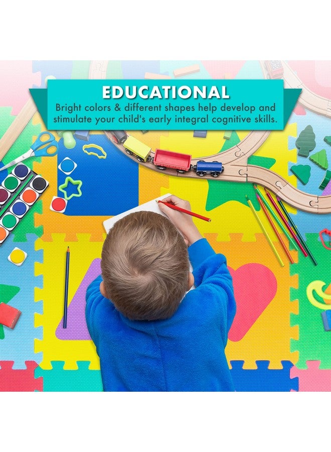 ProSource Kids Foam Puzzle Floor Play Mat With Shapes & Colors 36 Tiles, 12"X12" And 24 Borders - Image 3