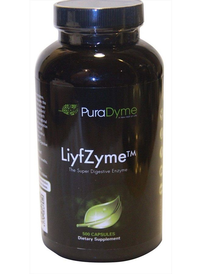 PuraDyme مكمل إنزيمات الهضم النباتية LiyfZyme - 500 كبسولة نباتية. من لو كورونا - Image 1