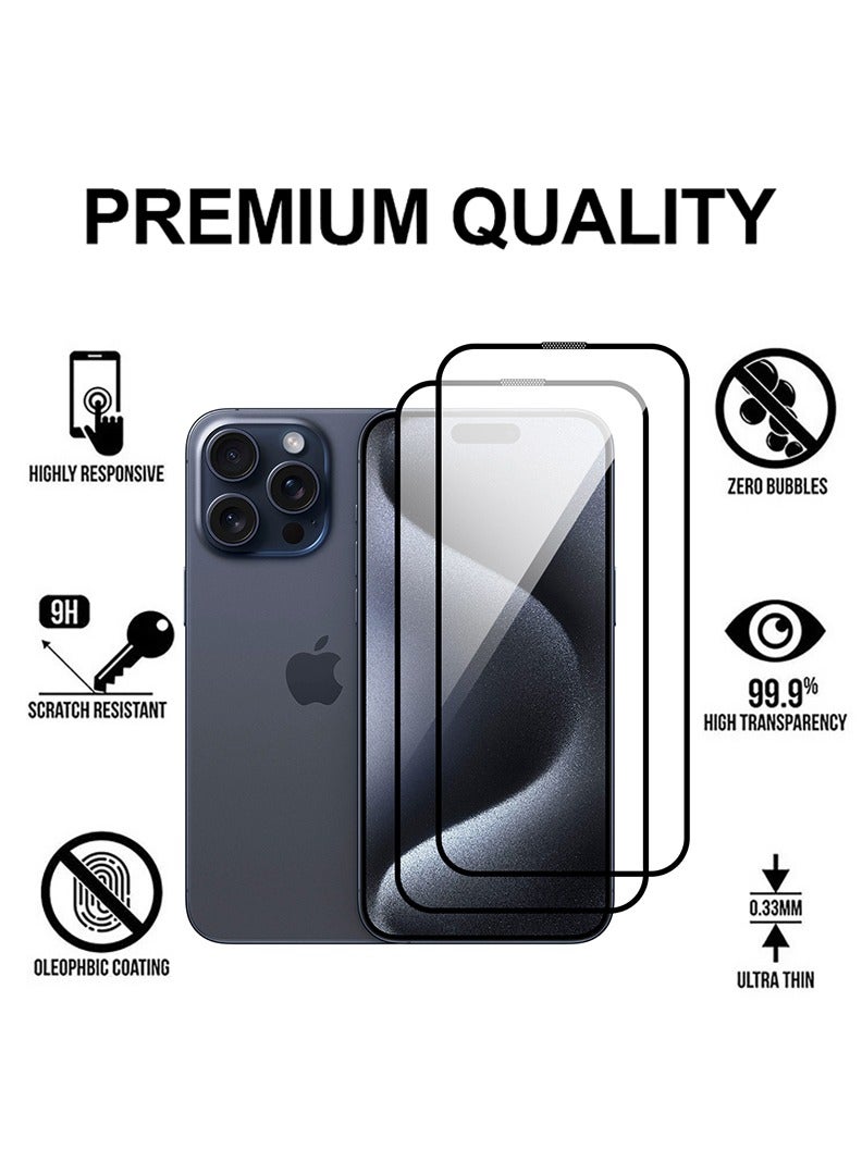Theodor Pack of 2 Tempered Glass Screen Protector With 9H hardness For APPLE IPHONE 15 PRO MAX 6.7  - Image 2