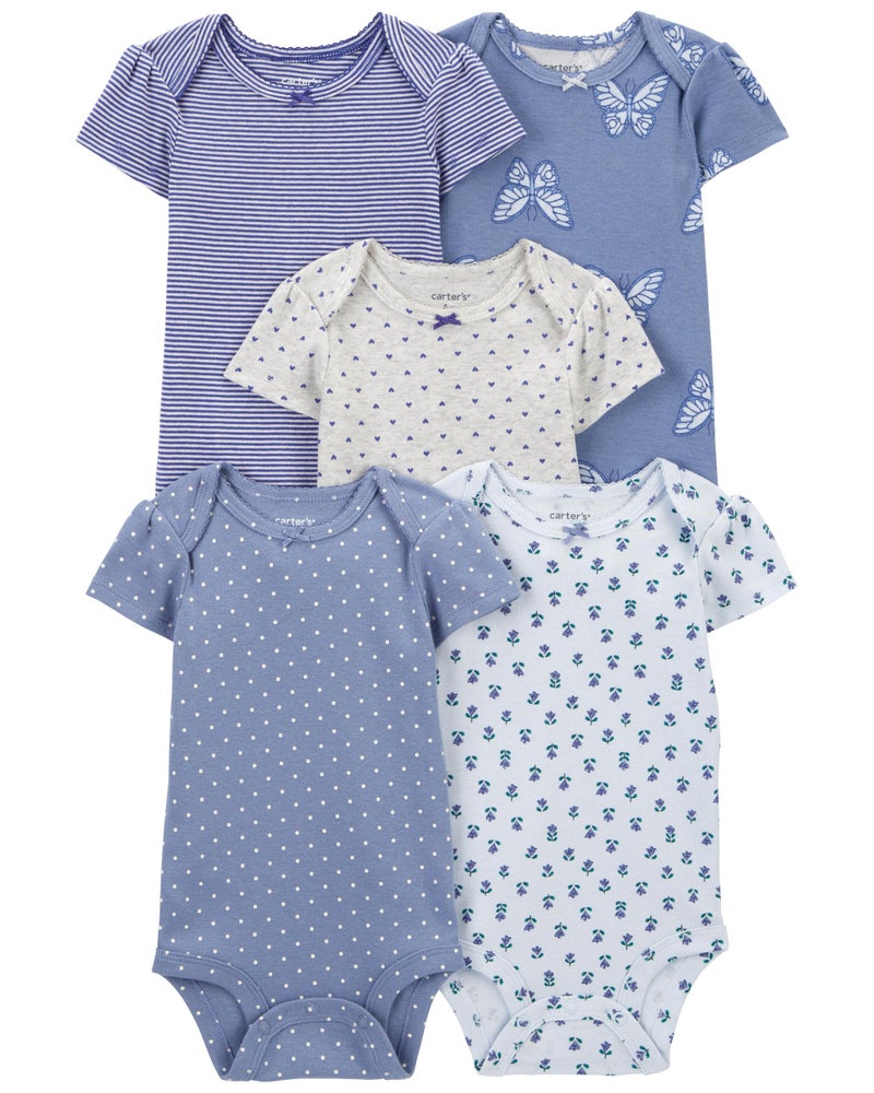 carter's 5-Piece Striped and Butterfly Printed Bodysuit Pack - Image 2