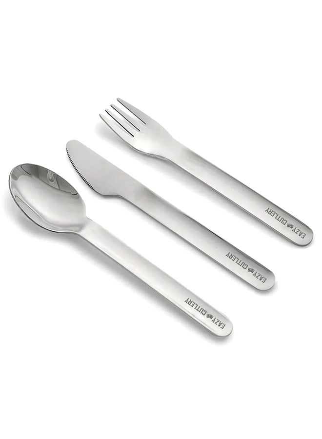 Eazy Kids Cutlery Set - Stainless Steel Spoon, Fork And Knife With Silicone Case (Pink)  - Image 2