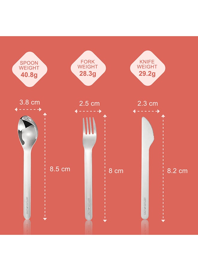 Eazy Kids Cutlery Set - Stainless Steel Spoon, Fork And Knife With Silicone Case (Pink)  - Image 4