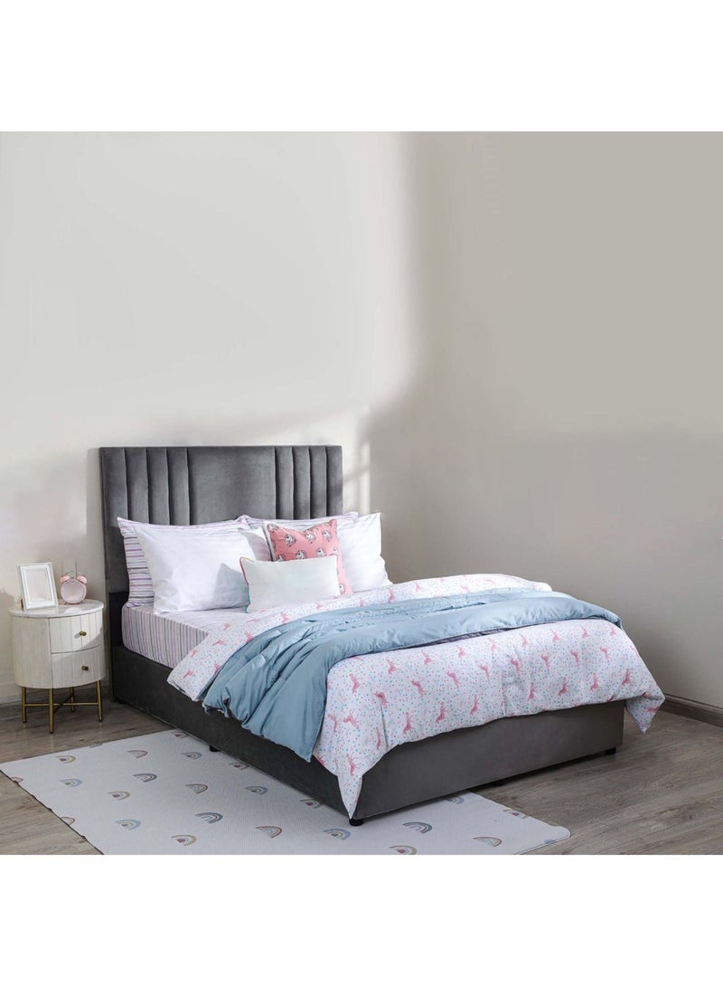 Karnak Superior Upholstered Velvet Bed Frame Bedroom Furniture Strong And Sturdy Modern Design Wooden Bed | Quiet & Comfortable Bed (Queen - 160x200cm, Grey) - Image 1