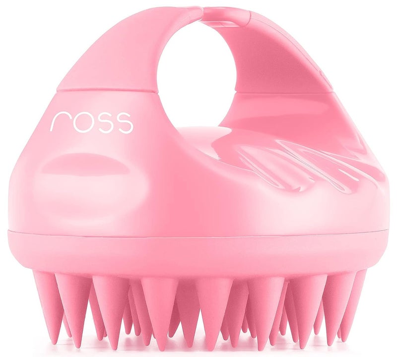 ROSS Hair Scalp Manual Massager Shampoo Hair Brush with Soft Silicone Bristles for Anti Dandruff, Exfoliating Care (Light Pink) - Image 1