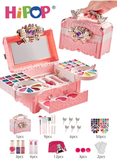 Makeup Set for Kids,90pcs Portable Cosmetic Toys Washable and Nontoxic,Girls Pretend Play Toy