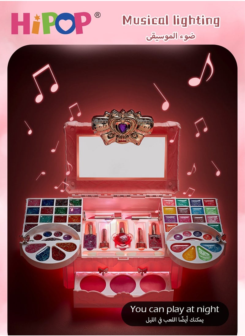 HIPOP - Makeup Set for Kids,90pcs Portable Cosmetic Toys Washable and Nontoxic,Girls Pretend Play Toy - Image 1