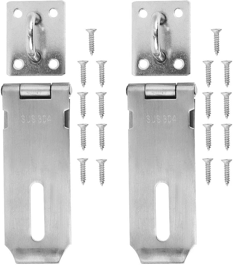 Stainless Steel Padlock Hasp 2PCS Set Security Door Clasp Latch for Furniture Drawer Gate - Image 2