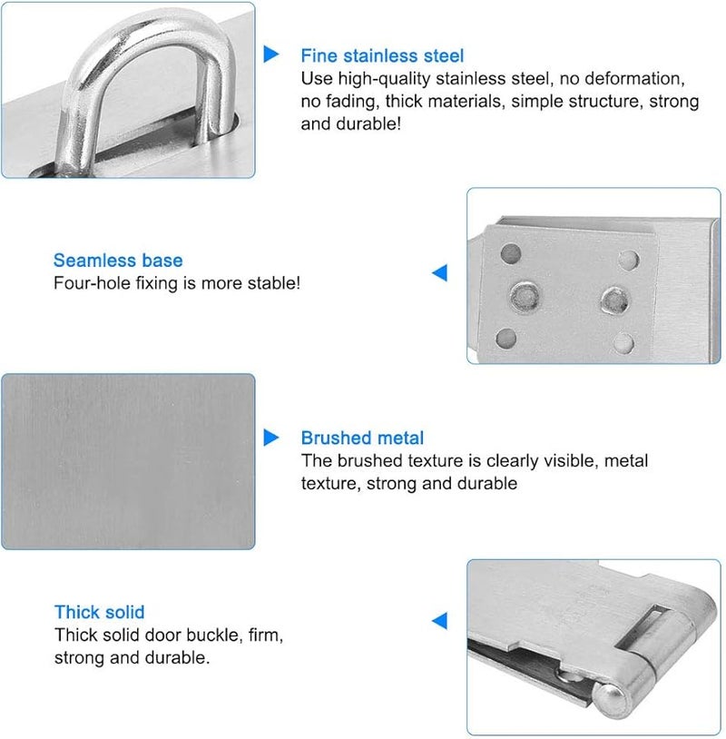 Stainless Steel Padlock Hasp 2PCS Set Security Door Clasp Latch for Furniture Drawer Gate - Image 5