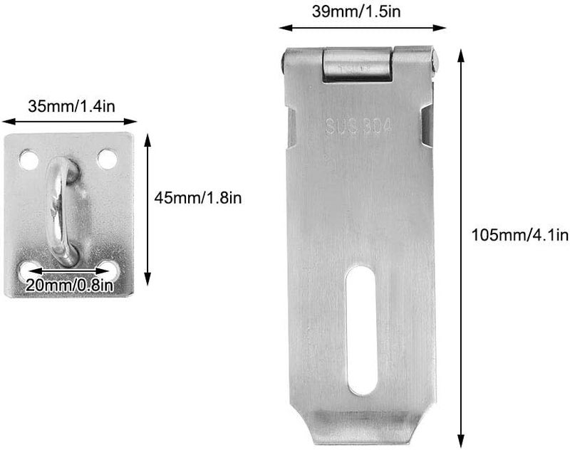 Stainless Steel Padlock Hasp 2PCS Set Security Door Clasp Latch for Furniture Drawer Gate - Image 4