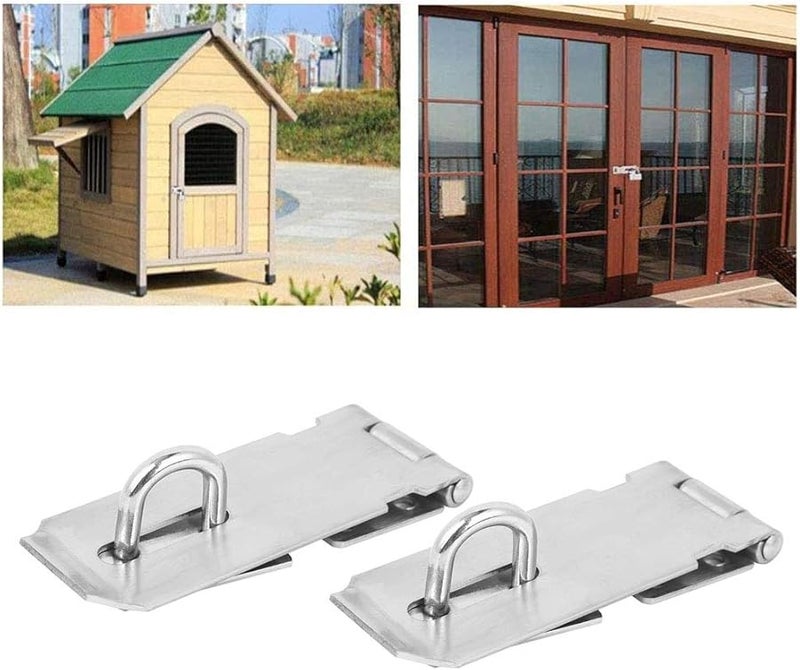 Stainless Steel Padlock Hasp 2PCS Set Security Door Clasp Latch for Furniture Drawer Gate - Image 3