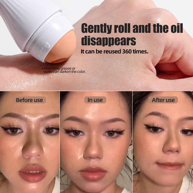JPNK Oil Absorbing Volcanic Roller, Portable Reusable Oil-Resistant Face Roller, Oil Control Natural Stone Facial Tool, Suitable for Traveling at Home or Going Conduct for Skin Massage 2PCS - Image 4