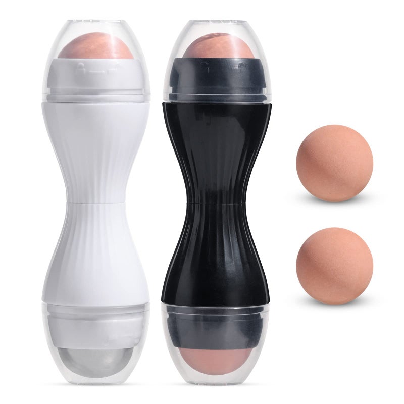 JPNK Oil Absorbing Volcanic Roller, Portable Reusable Oil-Resistant Face Roller, Oil Control Natural Stone Facial Tool, Suitable for Traveling at Home or Going Conduct for Skin Massage 2PCS - Image 1