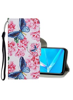 HuHa Case Cover For Realme 6i Colored Drawing Pattern Horizontal Flip Leather Case with Holder & Card Slots & Wallet Butterfly and Flowers 