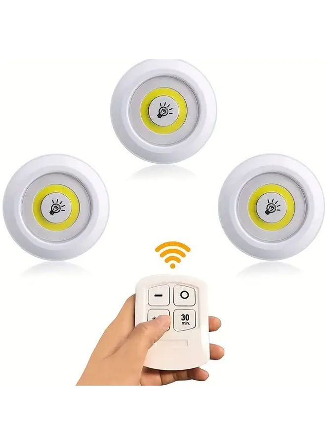 3 حزمة إضاءة منطقة LED بيضاء مع جهاز تحكم عن بعد للخزائن والخزائن والخطوات - Image 5