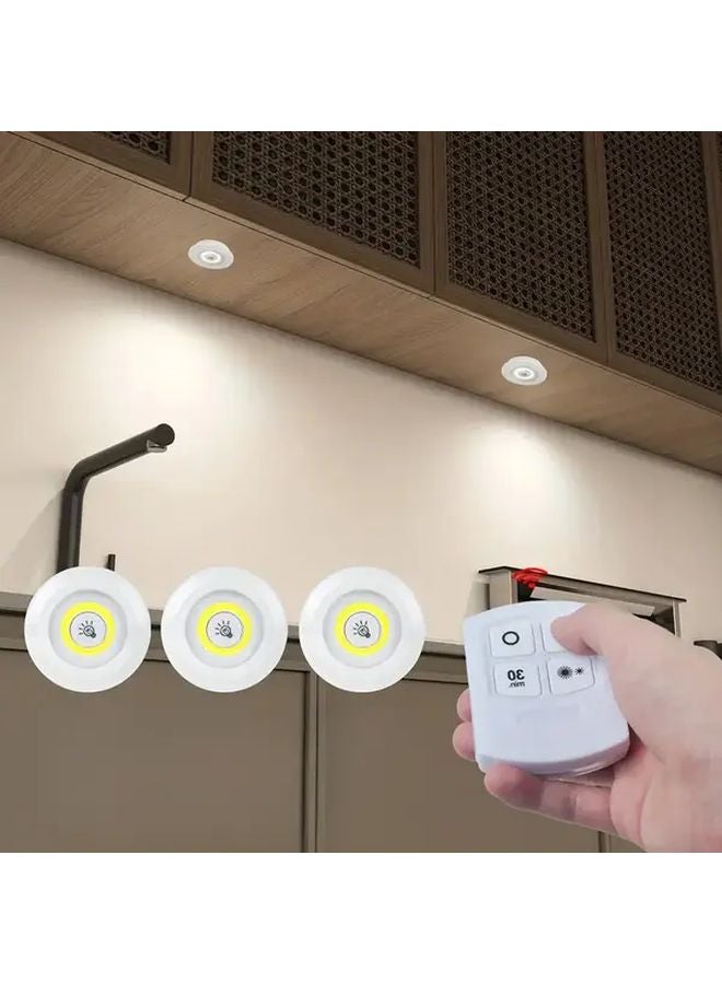 3 حزمة إضاءة منطقة LED بيضاء مع جهاز تحكم عن بعد للخزائن والخزائن والخطوات - Image 4
