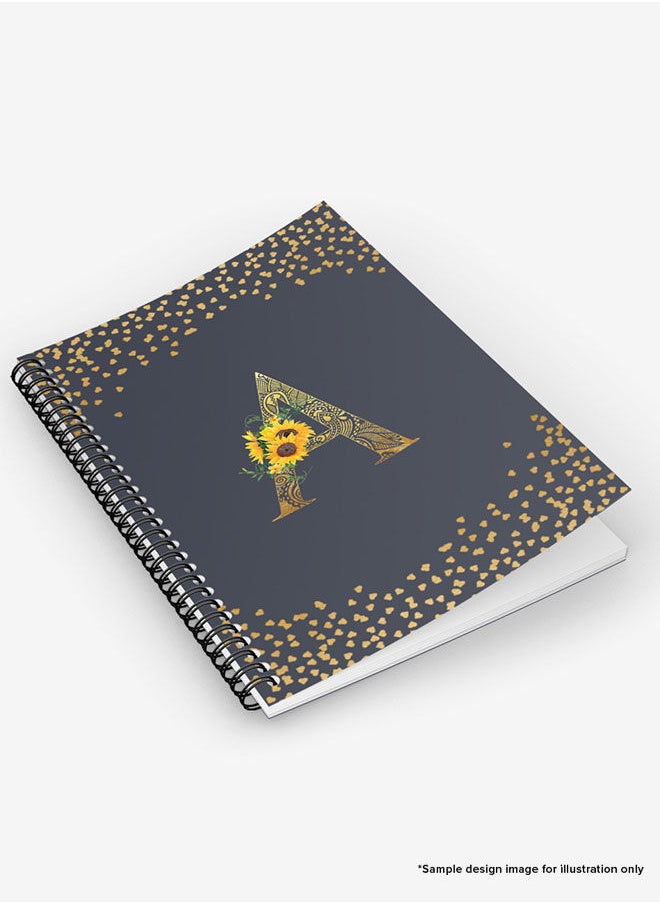 Stylizedd - Designer A5 Spiral Notebook Memo Notepad Journal - Custom Monogram Initial Letter Mandala Floral Pattern Alphabet - P - Grey - Image 1
