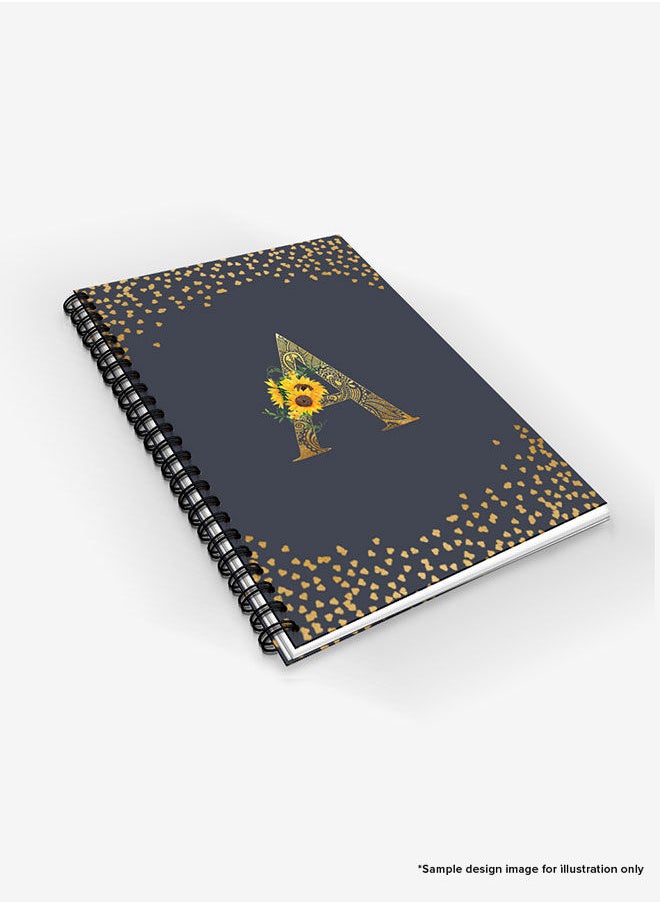 Stylizedd - Designer A5 Spiral Notebook Memo Notepad Journal - Custom Monogram Initial Letter Mandala Floral Pattern Alphabet - P - Grey - Image 1