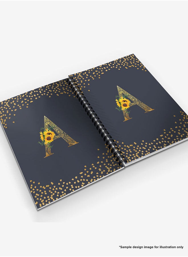 Stylizedd - Designer A5 Spiral Notebook Memo Notepad Journal - Custom Monogram Initial Letter Mandala Floral Pattern Alphabet - P - Grey - Image 1