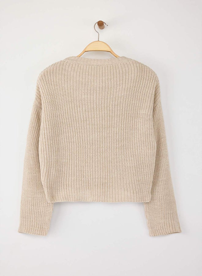 trendyol Stone*001 Crop Basic Plain Wide Pattern Knitwear Sweater - Image 5