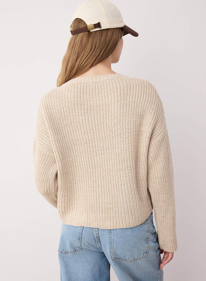 trendyol Stone*001 Crop Basic Plain Wide Pattern Knitwear Sweater - Image 4