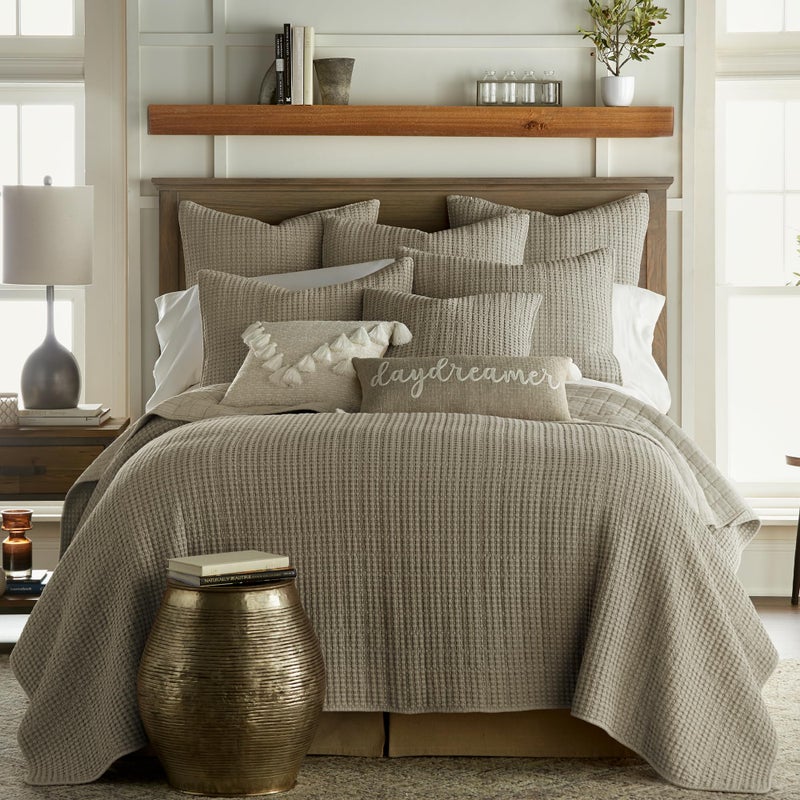 Levtex Home Levtex Home  Mills Waffle  FullQueen Quilt Set  Taupe Cotton Waffle  Quilt Size 88 x 92in Sham Size 26 x 20in
